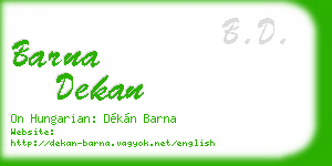 barna dekan business card