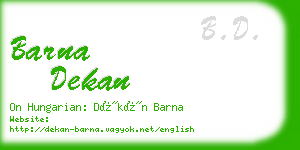 barna dekan business card